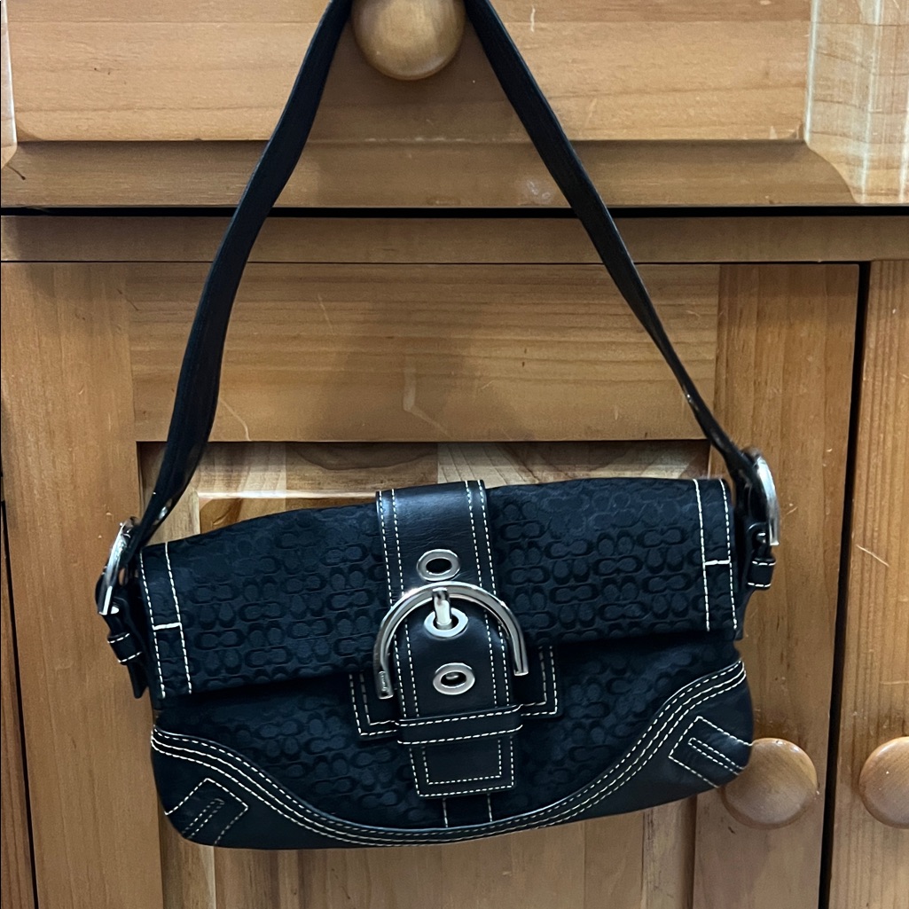 Black Shoulder Bag With Buckle Detail